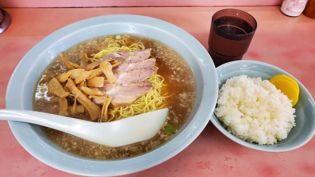 ラーメンショップ「醤油チャーシューメン中盛+メンマ+小ライス」