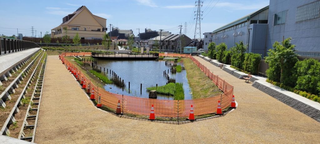 ぴあぱーく妙典には、お池を建設中でした。