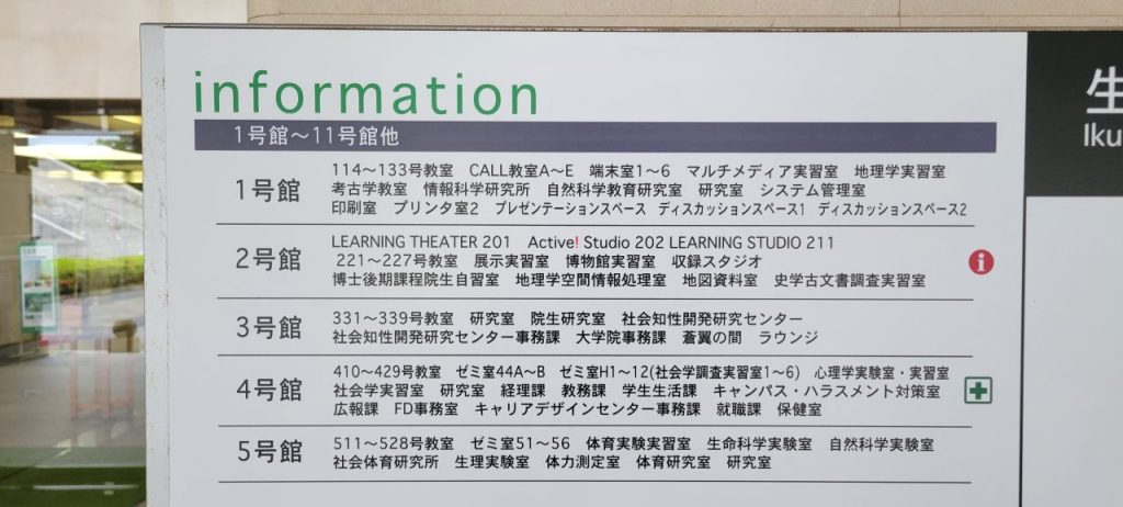 1号館~5号館までの紹介です。