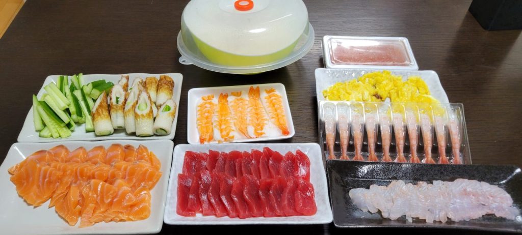 本日のラインナップです。子供達!手巻きずしをお楽しみに!