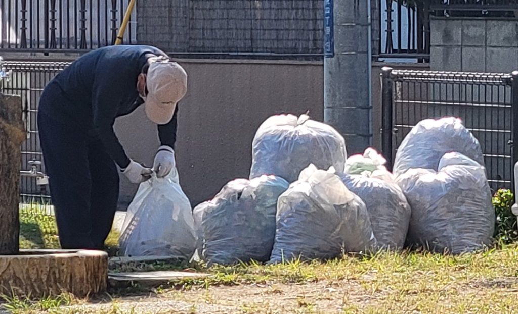 お手伝いは出来ませんでしたが、新場山公園でも10袋以上の雑草の袋が・・・