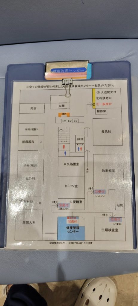 本日の人間ドックの回る順番だそうです